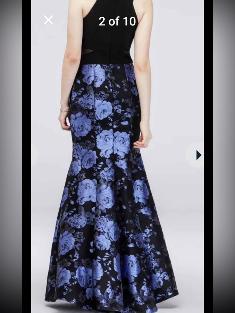 Black and Blue Floral Mermaid Maxi Dress